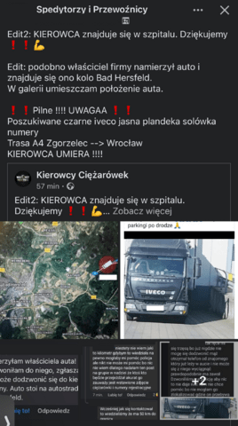 Źrodło Przewoźnicy i Spedytorzy Grupa transportowa na Facebook'u