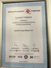 Certyfikat dla KGHM „Zdrowa Przyszłość – Inspiracje”.jpg