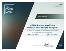 CopperMark_AP_Certificate_KGHMPolskaMiedźS_A_OddzialHutaMiedzi_Glogów_2024_11_25.pdf