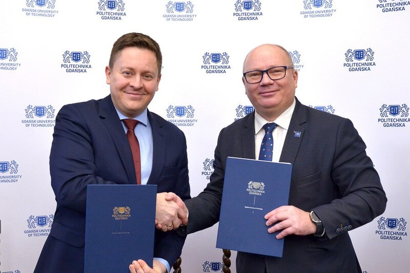 Marcin Chodkowski, prezes zarządu EC Będzin S.A. oraz prof. Krzysztof Wilde, rektor PG. Fot. Krzysztof Krzempek/PG 