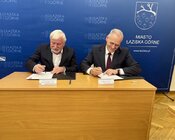 Aleksander Wyra, burmistrz Miasta Łaziska Górne i Paweł Micuła, prezes zarządu TAURON Wytwarzanie