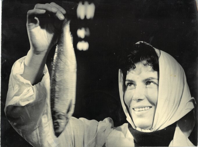 Zdjęcie reklamowe Zakładów Rybnych w Gdańsku dla prasy zachodniej, ok  1960, fot  H  Kabat