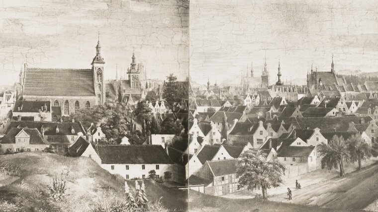 HGDpoziom - Widok Starego Miasta, autor nieznany, poł  XIX w , ze zbiorów Muzeum Gdańska