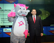 Zdjęcie archiwalne 2010, Dariusz Lubera, ówczesny prezes TAURONA podczas debiutu na GPW