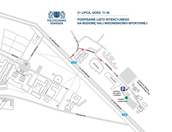 Podpisanie listu intencyjnego ws  budowy nowej hali widowiskowo-sportowej - mapka