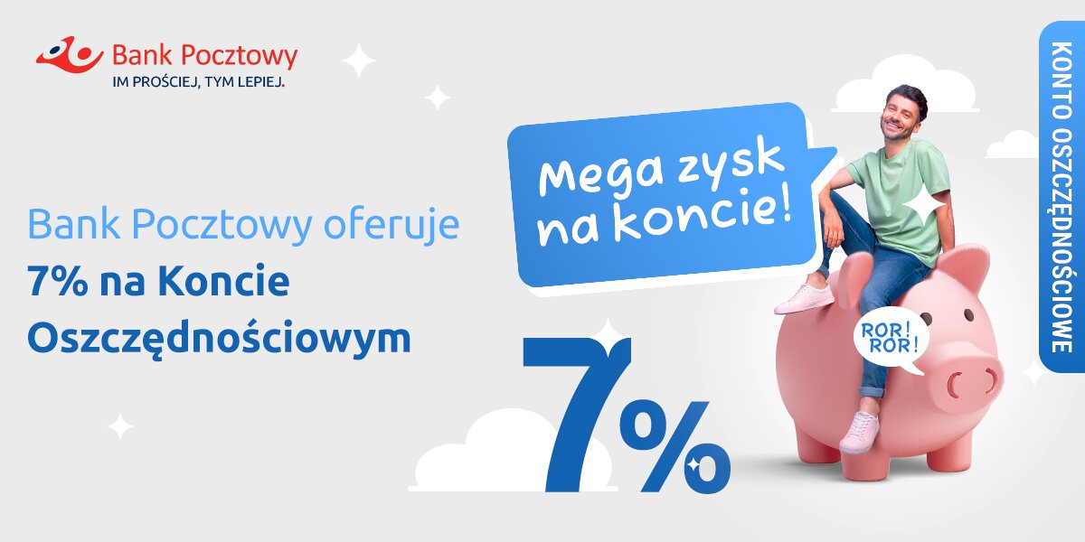 Bank Pocztowy oferuje 7% na Koncie Oszczędnościowym – nowa promocja dostępna od sierpnia