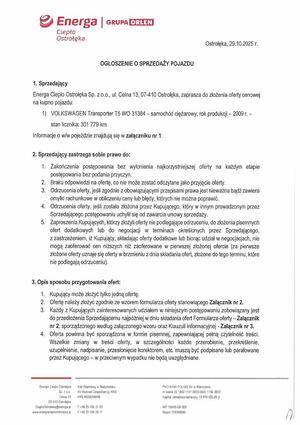 Pobierz Ogłoszenie o sprzedaży pojazdu