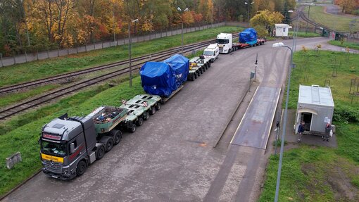 Transport silników do EC Elbląg odbywał się specjalnymi platformami siodłowymi