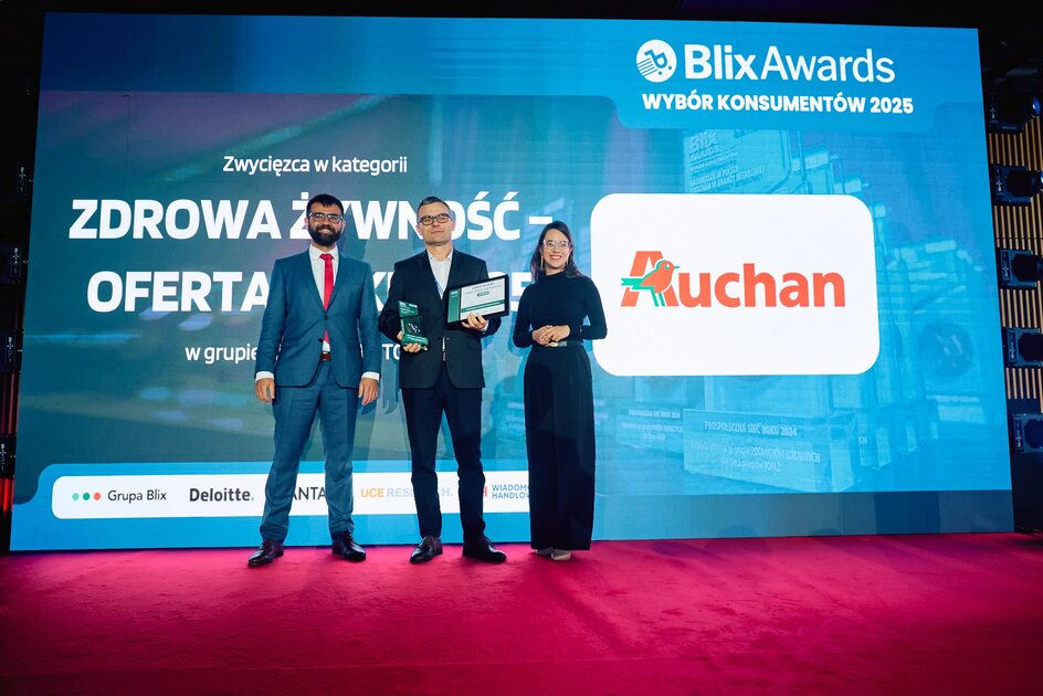 Auchan laureatem Blix Awards – Wybór Konsumentów 2025 w kategorii „Zdrowa żywność”
