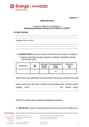 Pobierz Załączniki do Ogłoszenia o zamówieniu SPOT pellet agro