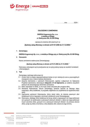 Pobierz Ogłoszenie o zamówieniu SPOT pellet drzewny