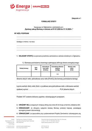 Pobierz Załączniki do Ogłoszenia o zamówieniu SPOT pellet drzewny