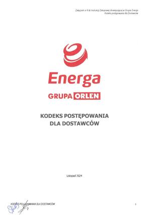 Pobierz Kodeks Postępowania dla Dostawców ENERGA GRUPA ORLEN