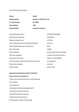 Pobierz Dane identyfikacyjne pojazdu