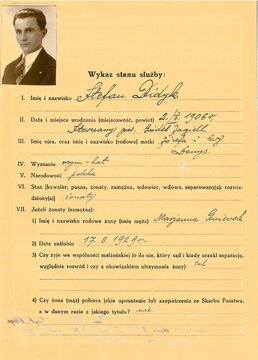 Stefan Didyk - wykaz stanu służby 
