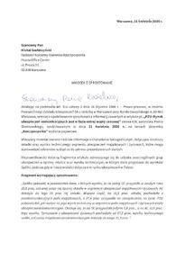 Wniosek o sprostowanie  Rzeczpospolita 21 04 26