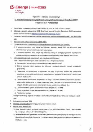 Pobierz Ogłoszenie o przetargu nieograniczonym