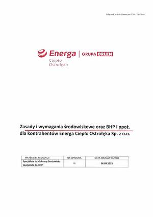 Pobierz Załącznik nr 1 do Umowy - Zasady i wymagania środowiskowe oraz bhp dla kontrahentów