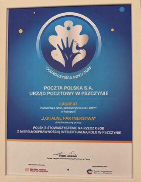 Dyplom dla Urzędu Pocztowego w Pszczynie 