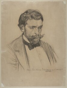 Józef Mehoffer, Portret Stanisława Wyspiańskiego z okresu studiów w Paryżu 
ołówek, papier, 60,0 x 45,5 cm; p.d. ręką artysty, kredką: „Panu Stanisławowi Żeleńskiemu J Mehoffer / ofiarowuje”
