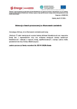 Pobierz Informacja o kwocie przeznaczonej na sfinansowanie zamówienia
