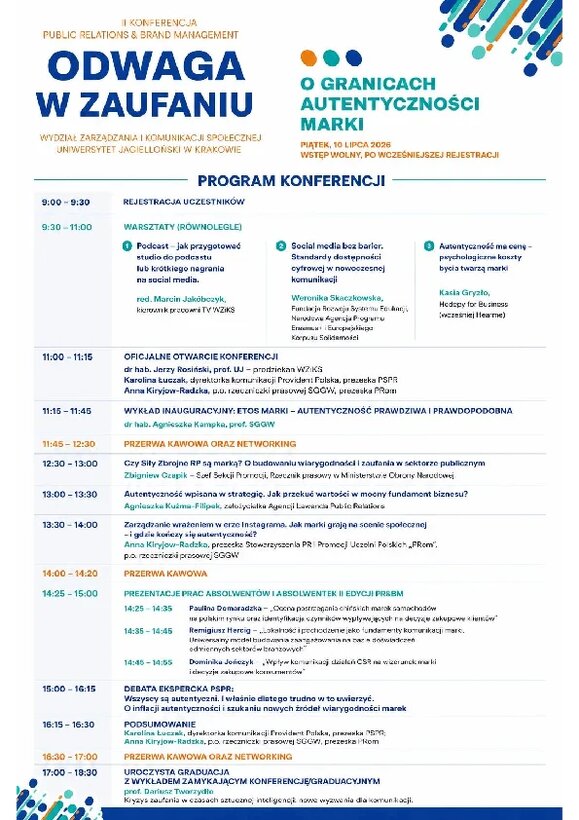 Program konferencji Odwaga w zaufaniu