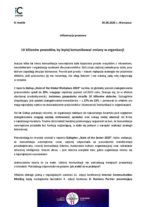 Informacja prasowa ICM11 30 06 2026