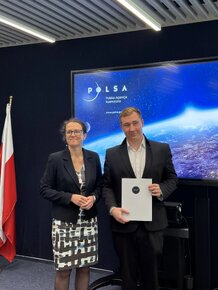 Filip Zdrojewski, student Wydziału Elektroniki, Telekomunikacji i Informatyki PG, po odebraniu nominacji do Rady Studentów przy Prezesie POLSA.