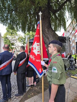 Uroczystości pod Pomnikiem Obrońców Poczty Polskiej w Gdańsku 