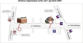 Zmiana orgznizacji ruchu na ul. Siedlickiej - MAPKA