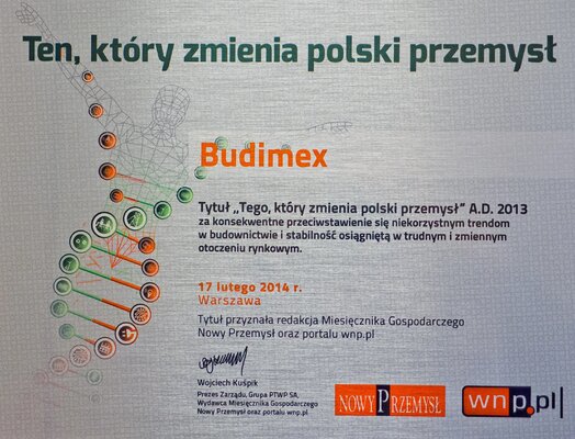 Tytuły „Tego, który zmienia polski przemysł” dla Budimeksu
