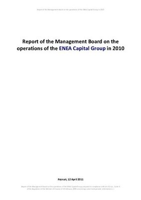 Management Board’s report on activities of ENEA Capital Group