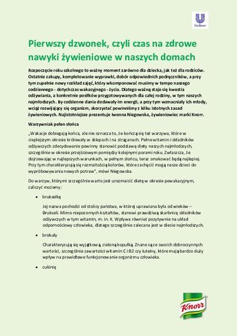 Pierwszy dzwonek, czyli czas na zdrowe nawyki żywieniowe w naszych domach .pdf