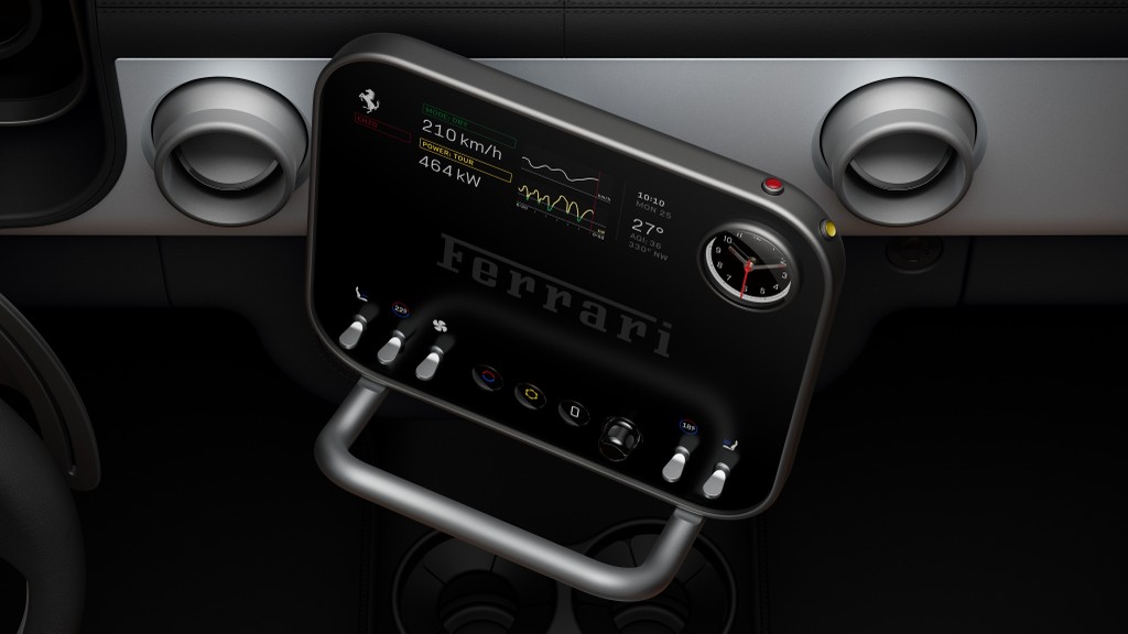 Pantalla central y panel de control del Ferrari Luce