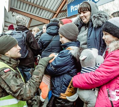 Podlascy terytorialsi w punkcie recepcyjnym Dworzec PKP Przemyśl