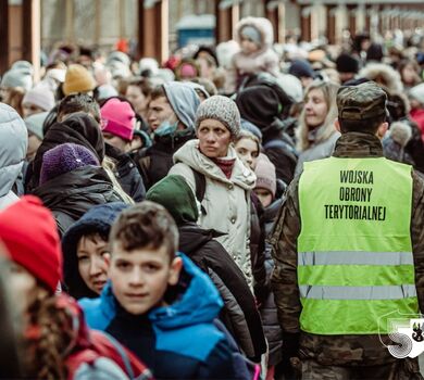 Podlascy terytorialsi w punkcie recepcyjnym Dworzec PKP Przemyśl