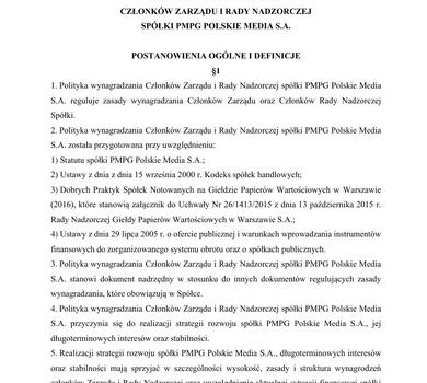 POLITYKA WYNAGRADZANIA PMPG POLSKIE MEDIA SA