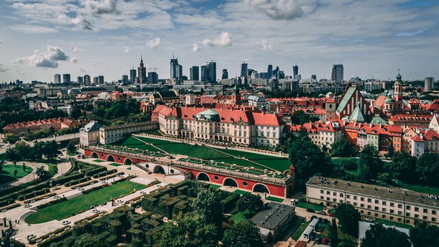 The Royal Castle_view from a drone_The Royal Castle in Warsaw