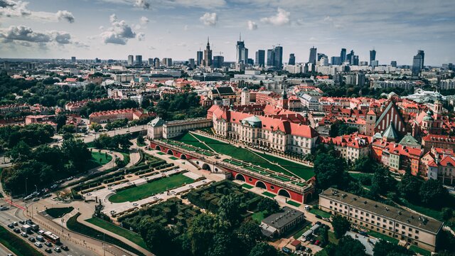 The Royal Castle_view from a drone_The Royal Castle in Warsaw