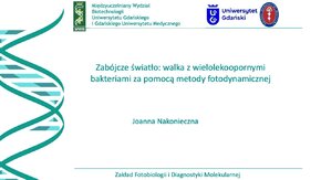 Wszechnica PAN - wykłady POLSKIEJ AKADEMII NAUK Oddział w Gdańsku 2023 r.: Zdrowa cywilizacja – zdrowa natura, cz. III:

1) "Terapie komórkowe – limfocyty T jako narzędzie terapeutyczne„ 
- prof. dr hab. Natalia Marek - Trzonkowska, Uniwersytet Gdański – Gdański Uniwersytet Medyczny

2) „Choroby zwyrodnieniowe ośrodkowego układu nerwowego" 
- dr hab. n. med. Zyta Banecka - Majkutewicz, Gdański Uniwersytet Medyczny

3) „Zabójcze światło: walka z wielolekoopornymi bakteriami za pomocą metody fotodynamicznej”
- dr hab. Joanna Nakonieczna, prof. UG, Uniwersytet Gdański – Gdański Uniwersytet Medyczny