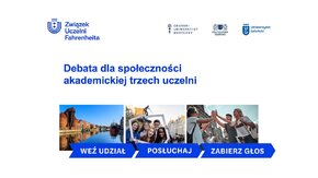 W  czwartek 09.12. 2021 o godz. 14:00 społeczności akademickie trzech uczelni: Gdańskiego Uniwersytetu Medycznego, Politechniki Gdańskiej i Uniwersytetu Gdańskiego będą mogły wziąć udział w debacie pt. Po co nam Związek Uczelni im. Daniela Fahrenheita? 

Tym razem gospodarzem spotkania jest Rektor Uniwersytetu Gdańskiego.