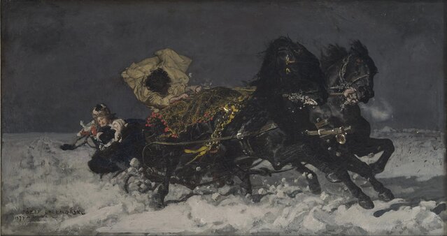 Józef Chełmoński, Powrót z balu, olej na płótnie, 1873, własność prywatna.jpg