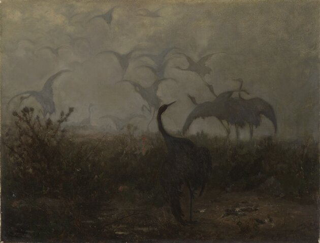 Józef Chełmoński, Odlot żurawi, olej na płótnie, 1870, Muzeum Narodowe w Krakowie.jpg