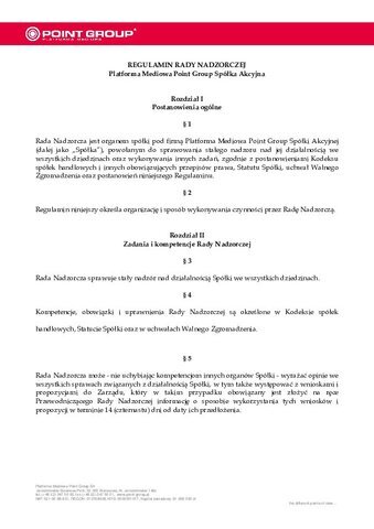 Regulamin Rady Nadzorczej PMPG Polskie Media SA