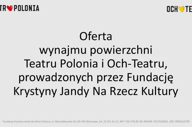 fundacja krystyny jandy na rzecz kultury oferta wynajmy