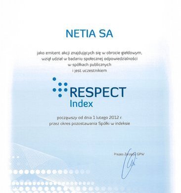 Netia wyróżniona RESPECT Index