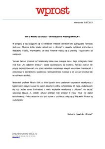Nie o Fibaka tu chodzi – oświadczenie redakcji WPROST