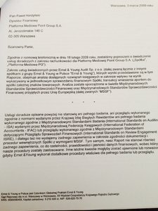 Informacja PMPG SA ws. oświadczenia EY (dawniej Ernst & Young)