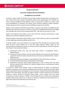 Program naprawczy dotyczący usunięcia przyczyn kwalifikacji do segmentu Lista Alertów
