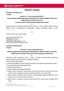 Projekty uchwał Nadzwyczajnego Walnego Zgromadzenia Spółki Platforma Mediowa Point Group Spółka Akcyjna zwołanego na dzień 16 października 2014 roku